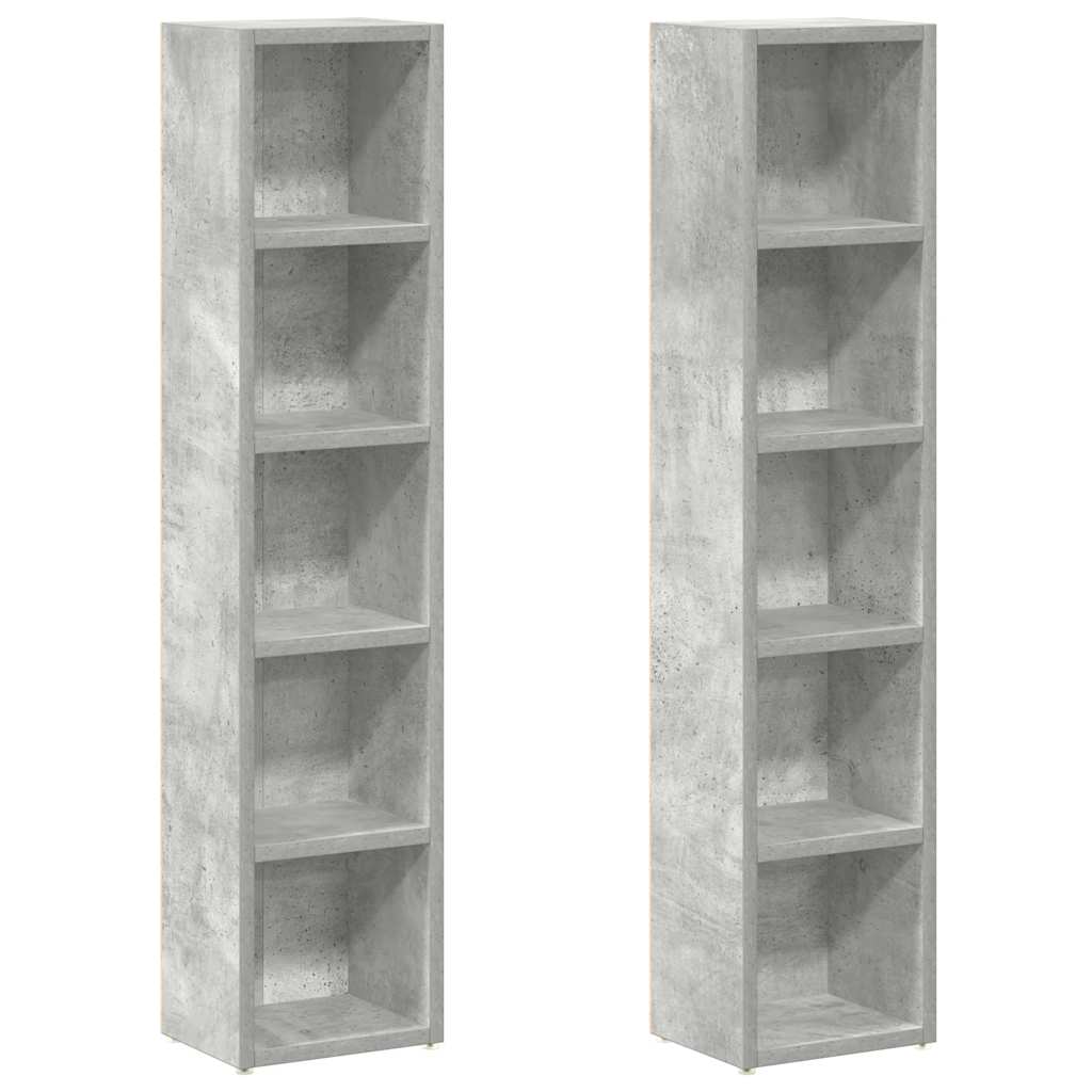 CD-skap 2 stk betonggrå 21x16x93,5 cm sponplate