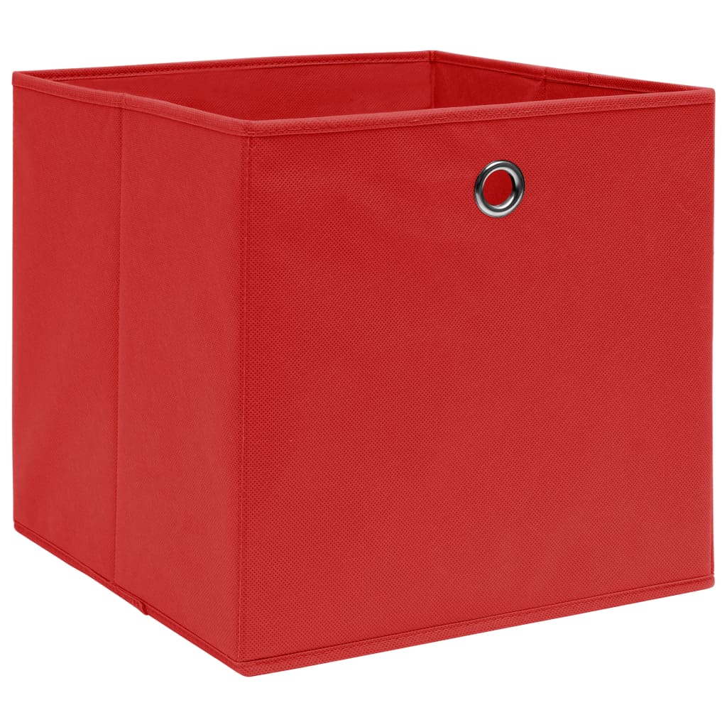Oppbevaringsbokser 10 stk uvevd stoff 28x28x28 cm rød