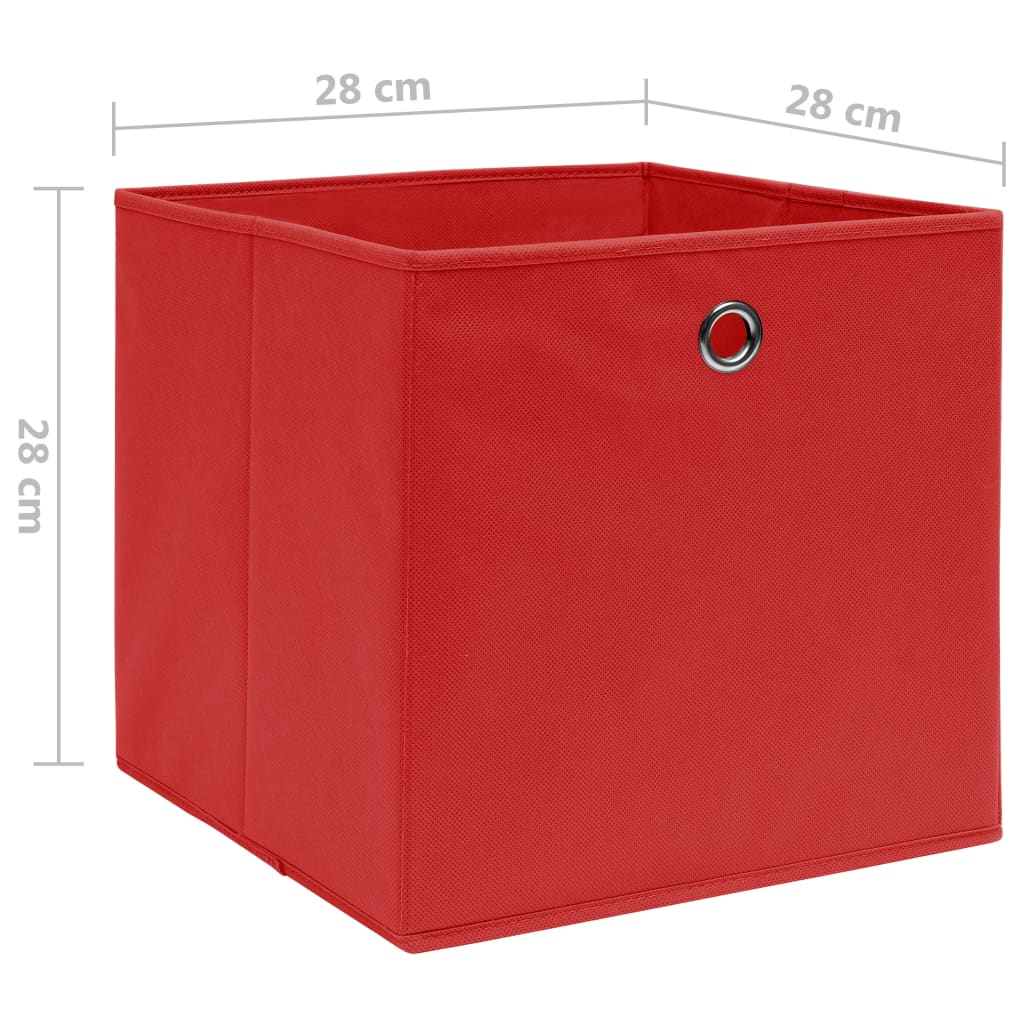 Oppbevaringsbokser 10 stk uvevd stoff 28x28x28 cm rød