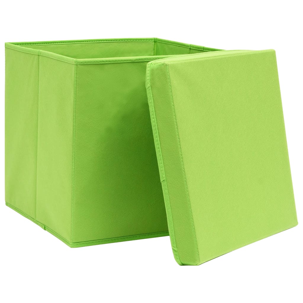 Oppbevaringsbokser med deksler 10 stk 28x28x28 cm grønn