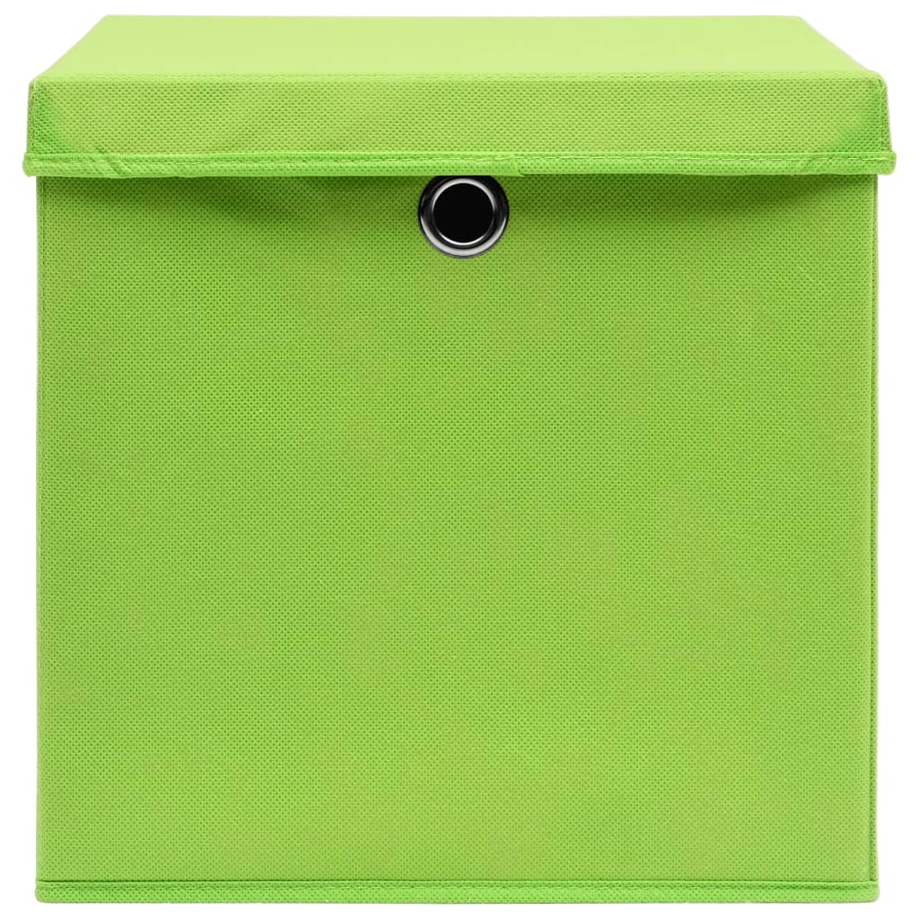 Oppbevaringsbokser med deksler 10 stk 28x28x28 cm grønn
