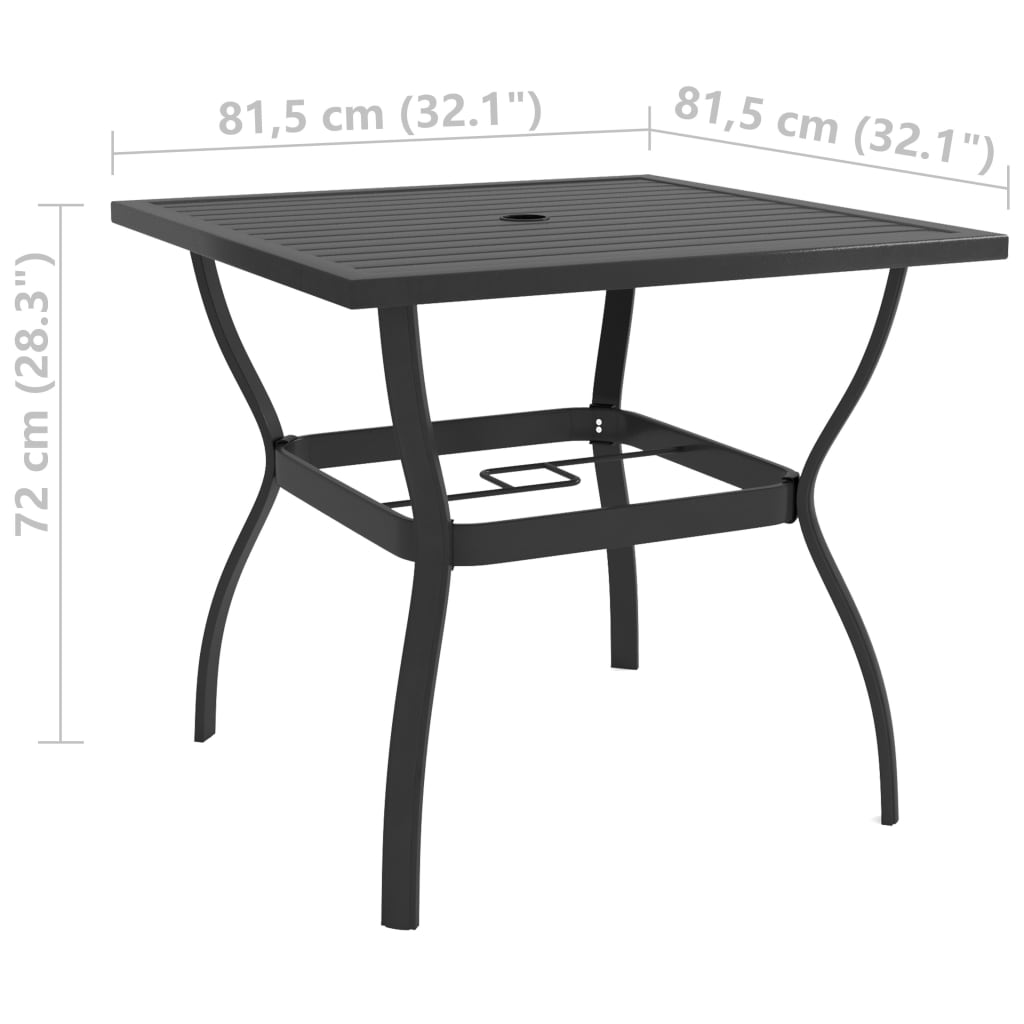 Hagebord antrasitt 81,5x81,5x72 cm stål