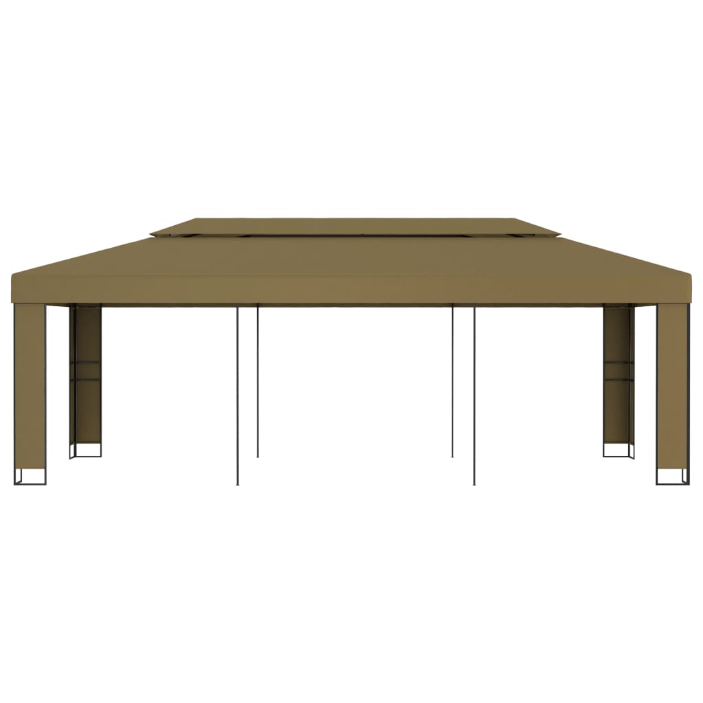 Paviljong med dobbelt tak 3x6 m gråbrun 180 g/m²