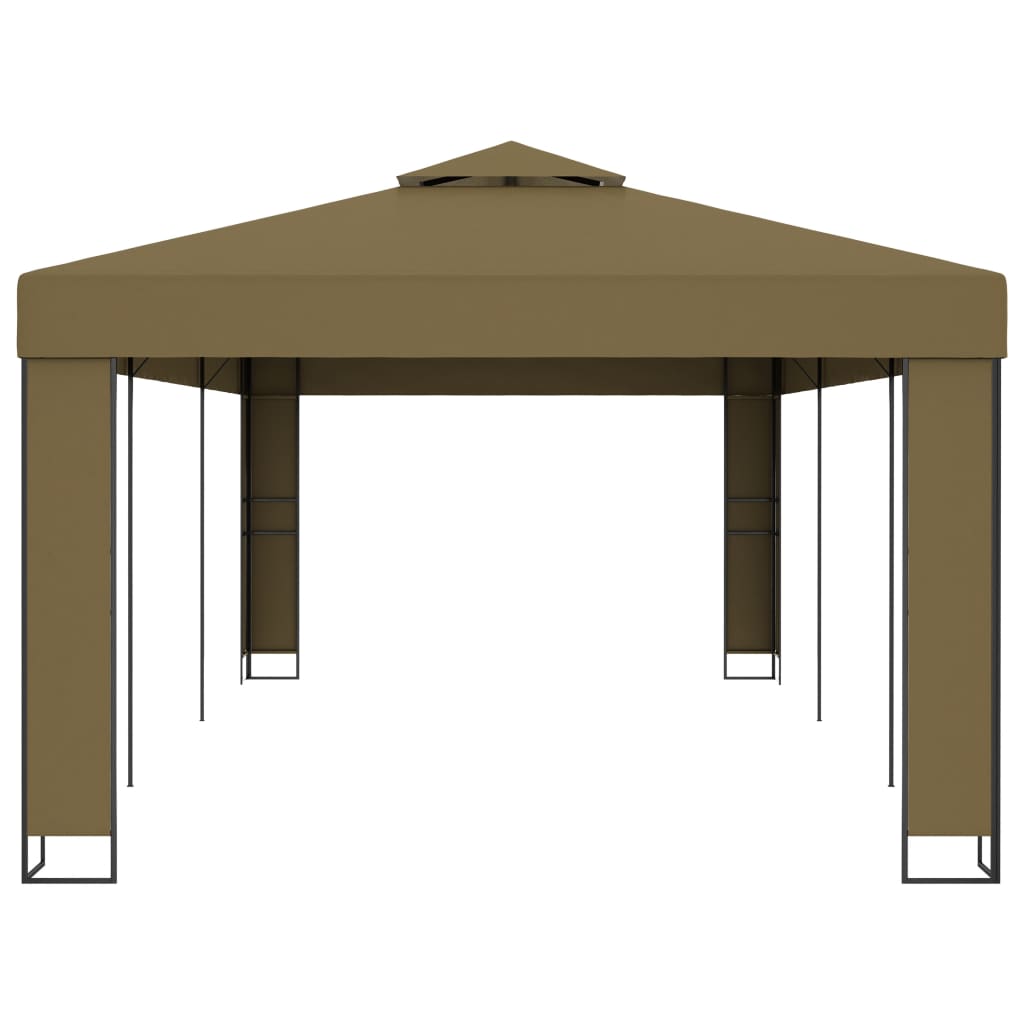 Paviljong med dobbelt tak 3x6 m gråbrun 180 g/m²