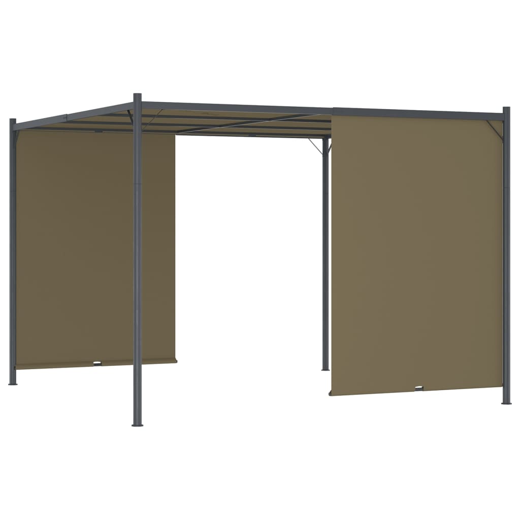 Hagepergola med uttrekkbart tak 3x3 m gråbrun 180 g/m²