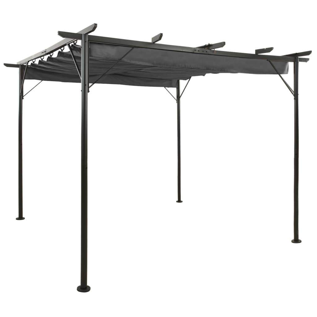 Pergola med uttrekkbart tak antrasitt 3x3 m stål 180 g/m²
