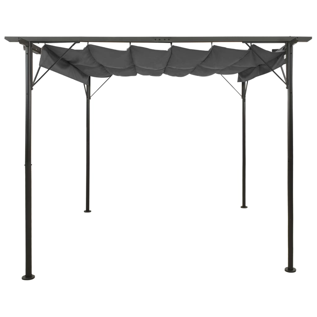 Pergola med uttrekkbart tak antrasitt 3x3 m stål 180 g/m²