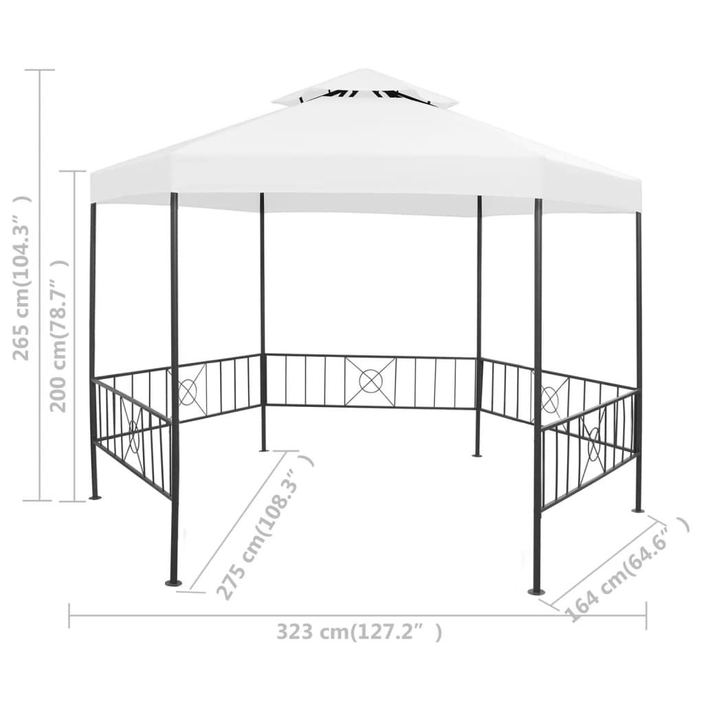 Hagepaviljong 323x275x265 cm hvit 180 g/m²