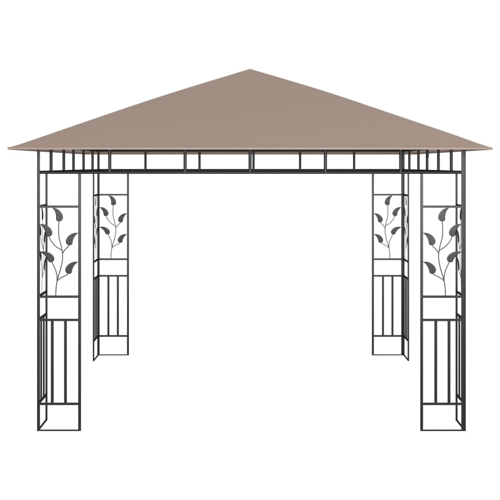 Paviljong med myggnett 3x3x2,73 m gråbrun 180 g/m²