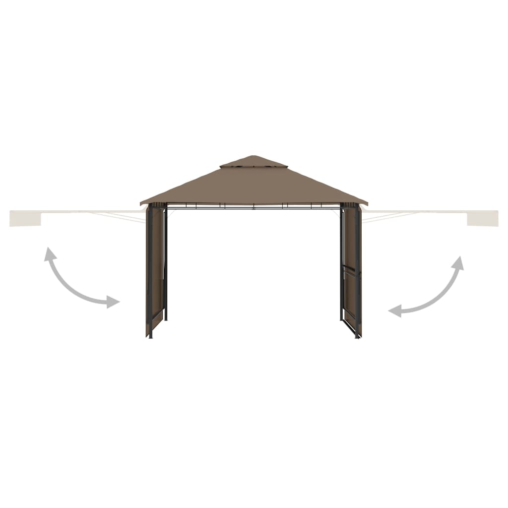 Paviljong med doble utvidbare tak 3x3x2,75 m gråbrun 180 g/m²