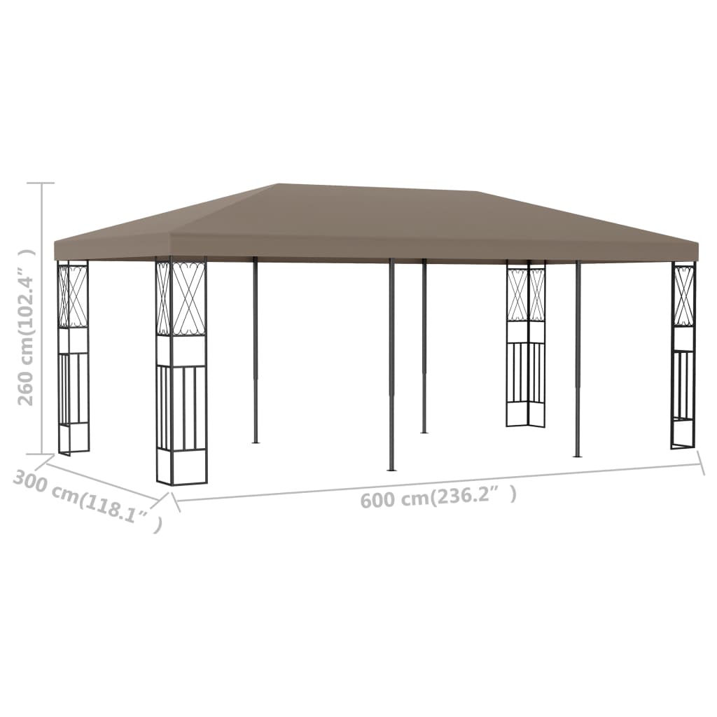 Paviljong 6x3 m gråbrun stoff