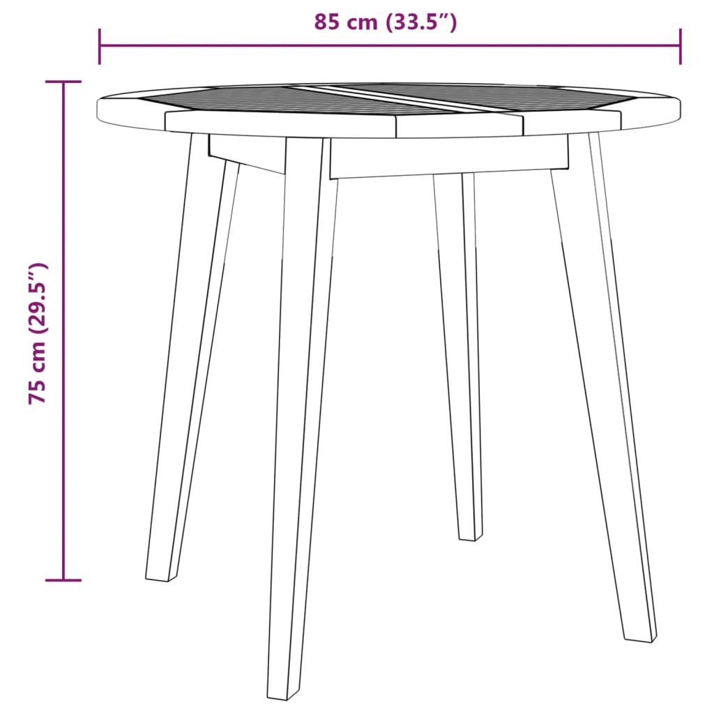 Hagebord Ø85x75 cm heltre akasie