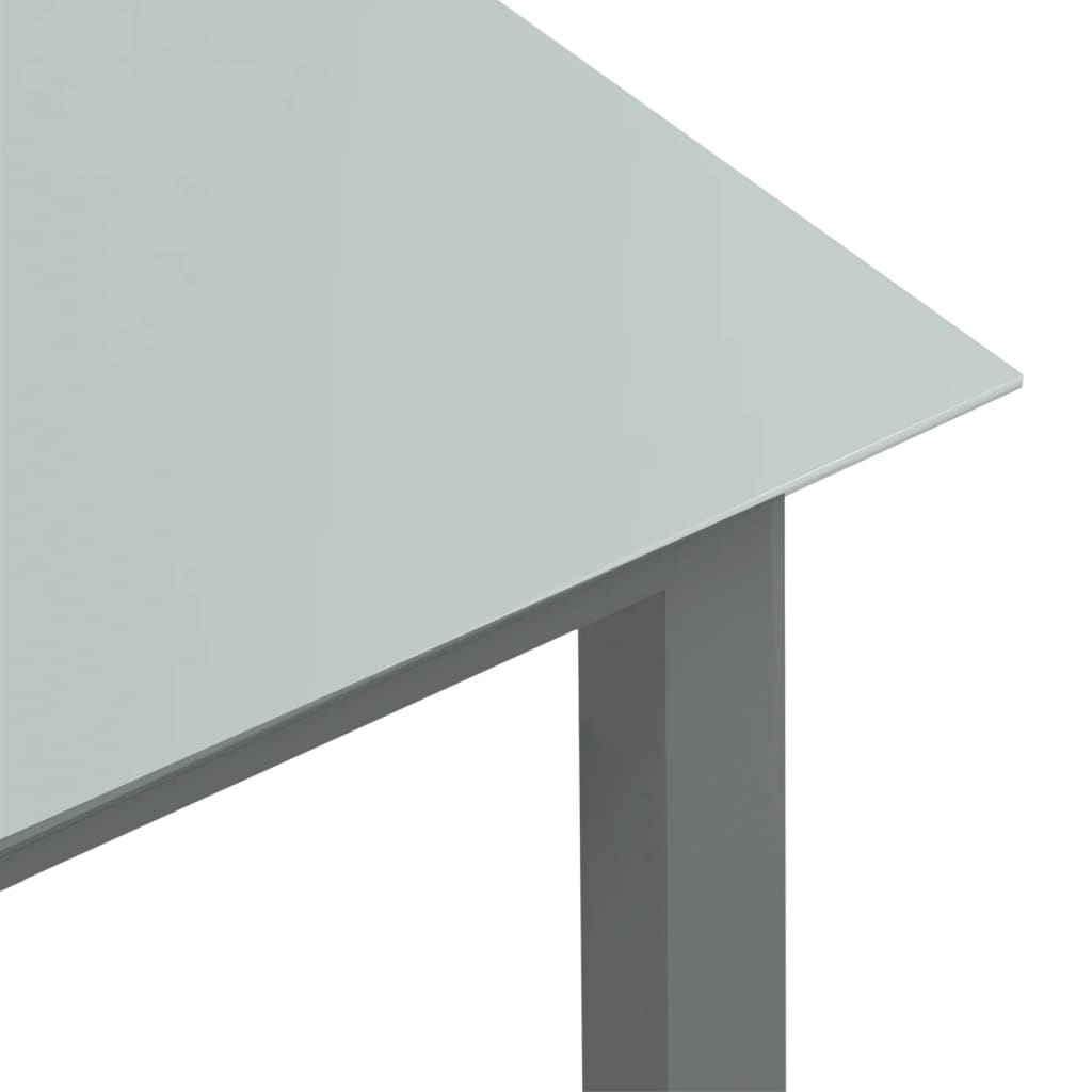 Hagebord lysegrå 150x90x74 cm aluminium og glass