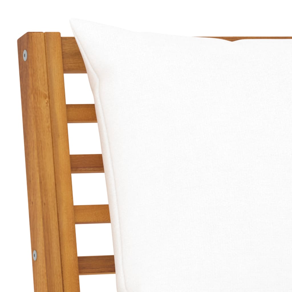 Hagebenk med kremhvit pute 114,5 cm heltre akasie