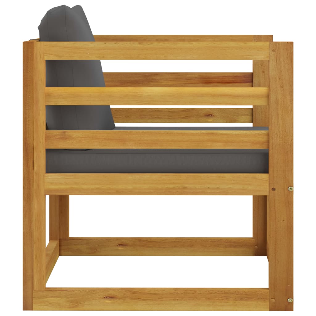 Hagestol med mørkegrå puter heltre akasie