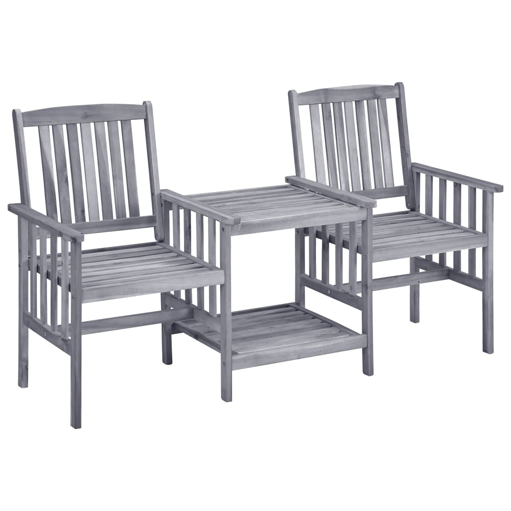 Hagestoler med tebord 159x61x92 cm heltre akasie