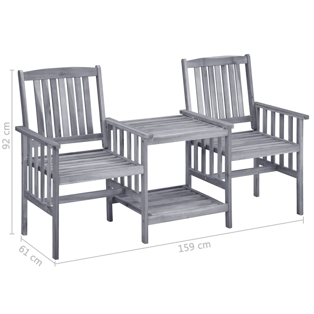 Hagestoler med tebord 159x61x92 cm heltre akasie