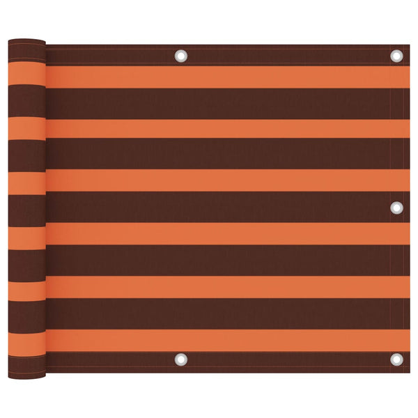 Balkongskjerm oransje og brun 75x500 cm oxfordstoff