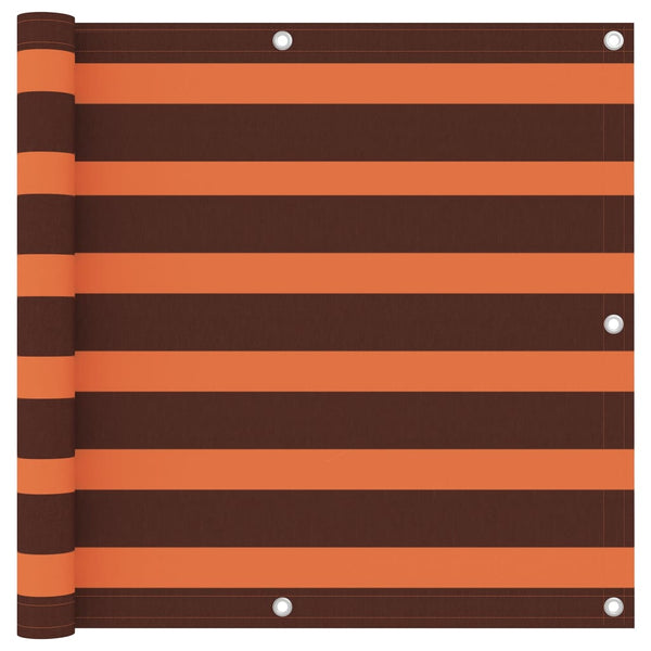 Balkongskjerm oransje og brun 90x500 cm oxfordstoff