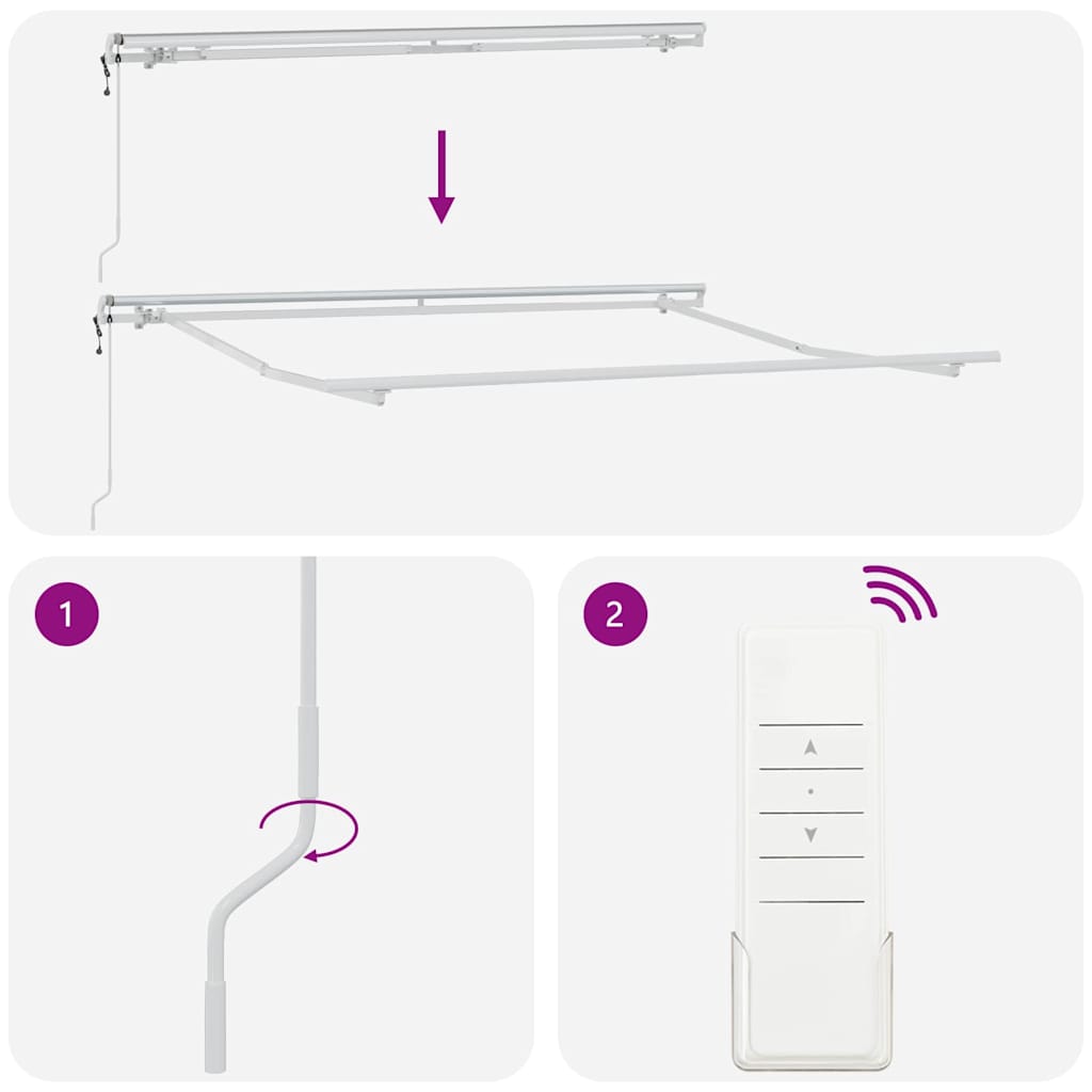 Markise Manual Hvit 3 x 2,5 m Metall