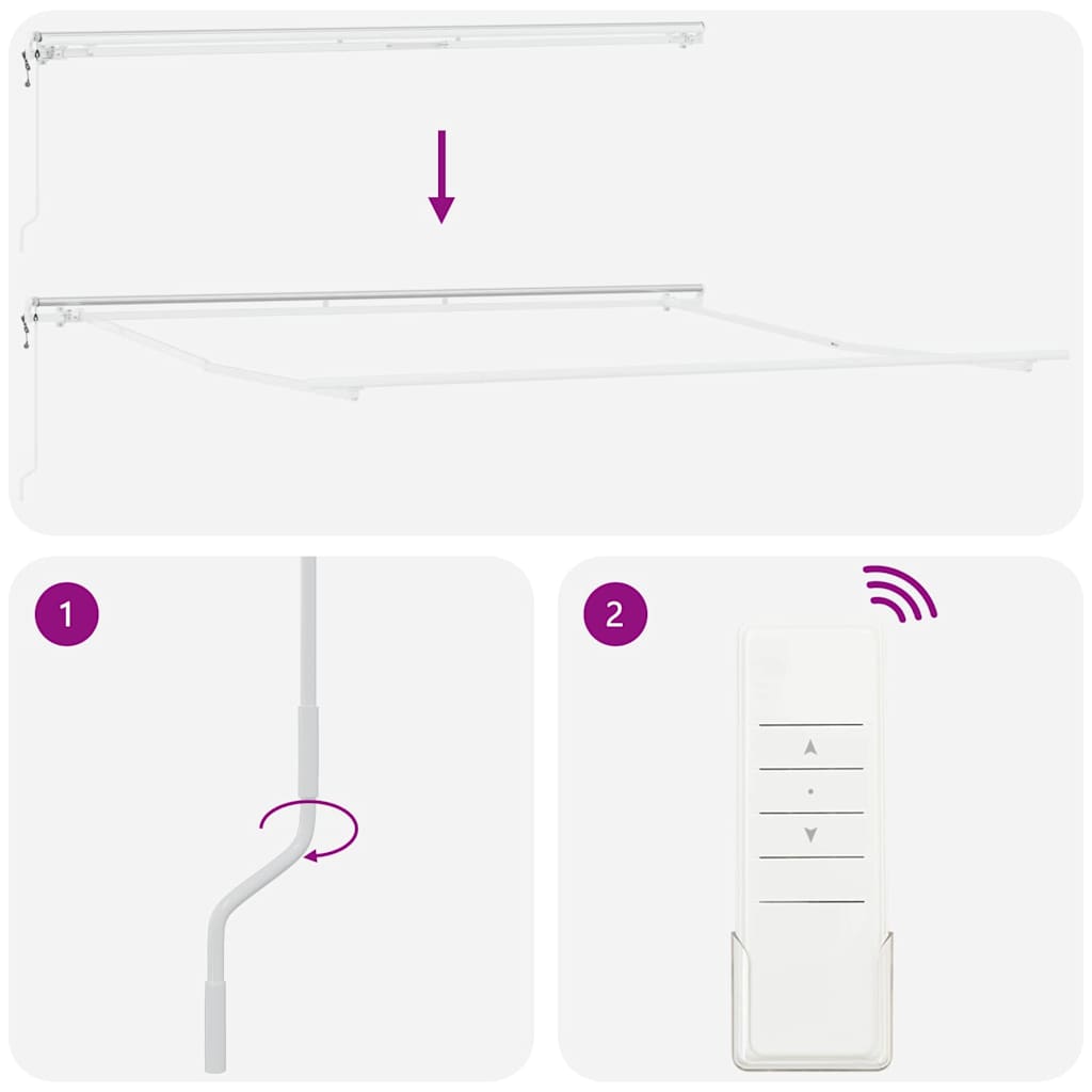 Markise Manual Hvit 5 × 3,5 m Metall