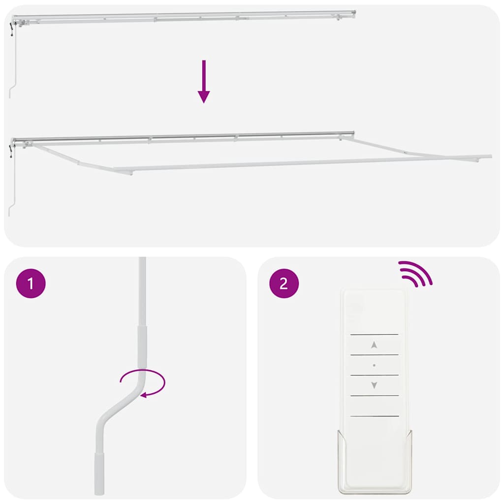 Markise Manual Hvit 6 × 3,5 m Metall