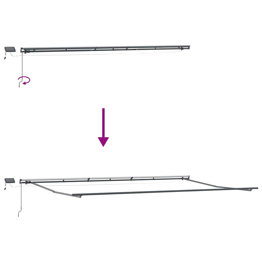 Markise med Manual Antrasitt 6 x 3 m Metall