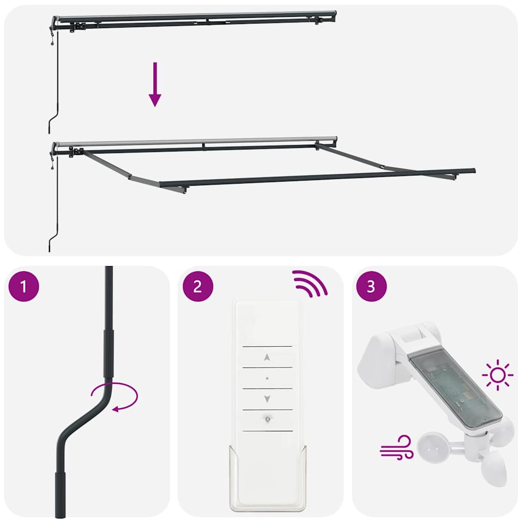 Markise Manual Antrasitt 3,5 x 2,5 m Metall