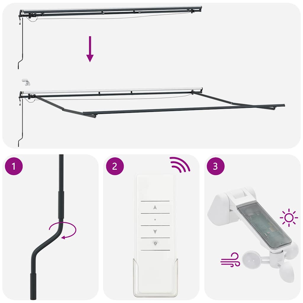 Markise med Manual Antrasitt 4,5 × 3 m Metall