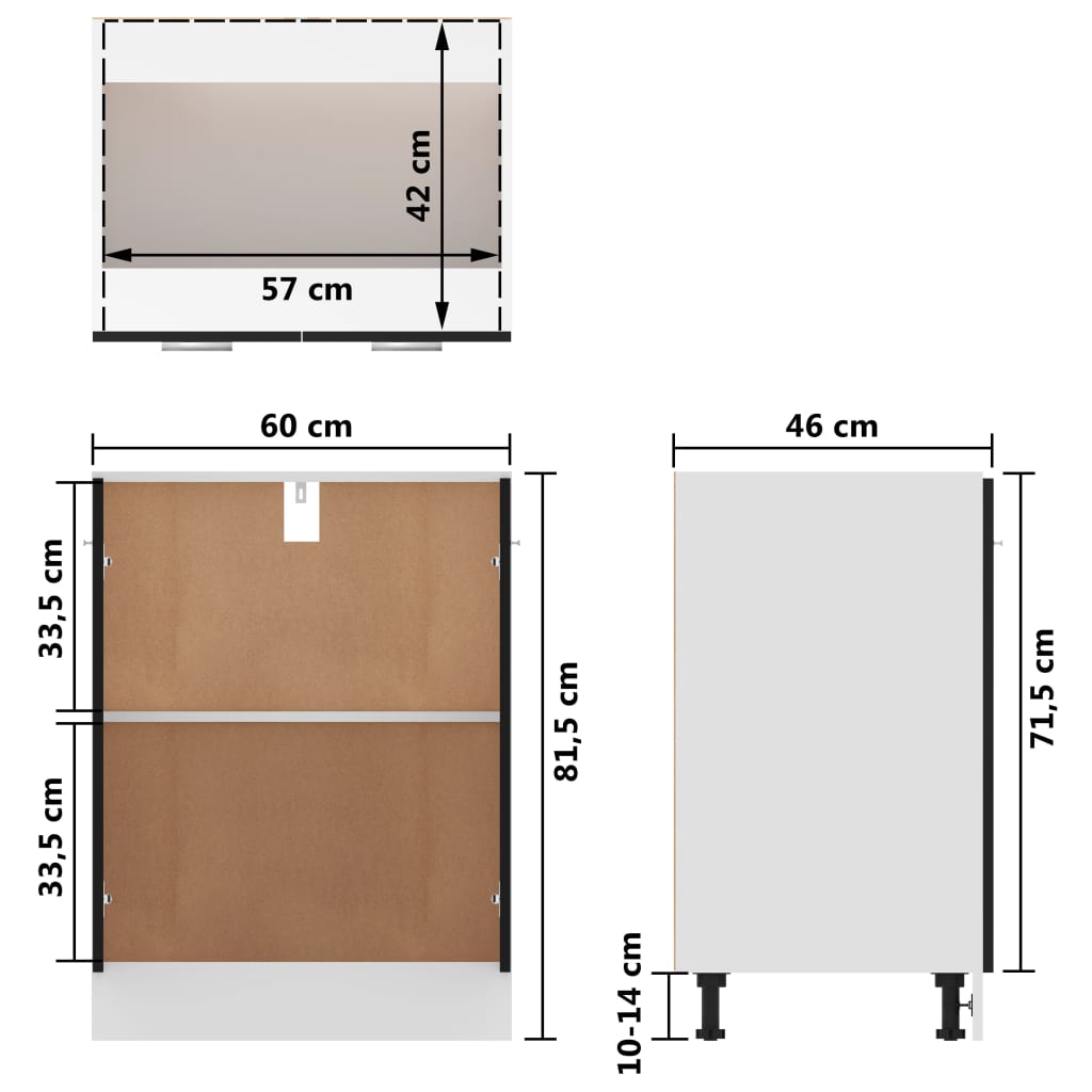 Bunnskap svart 60x46x81,5 cm konstruert tre