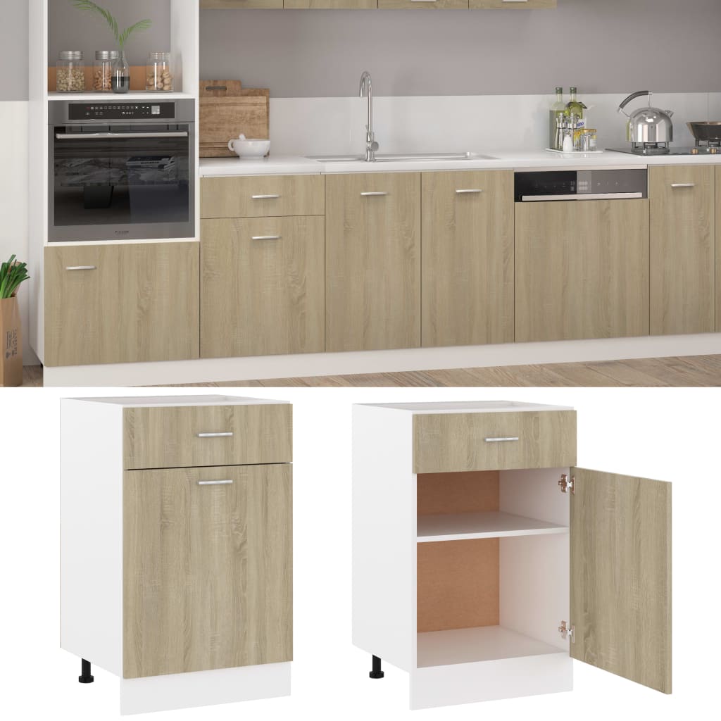 Bunnskap med skuff sonoma eik 50x46x81,5 cm konstruert tre