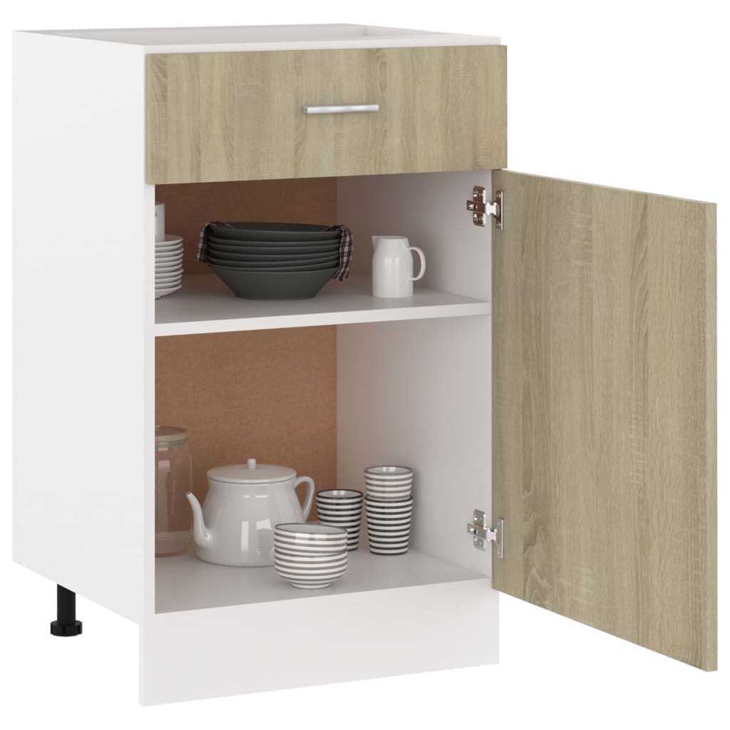 Bunnskap med skuff sonoma eik 50x46x81,5 cm konstruert tre
