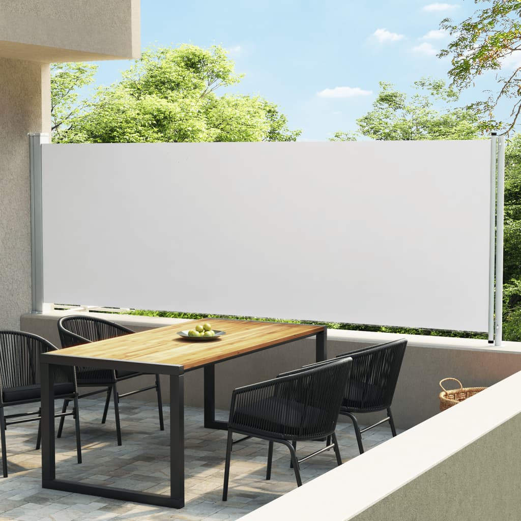 Uttrekkbar sidemarkise 600x160 cm kremhvit