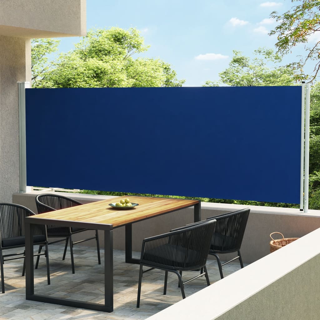 Uttrekkbar sidemarkise 600x160 cm blå