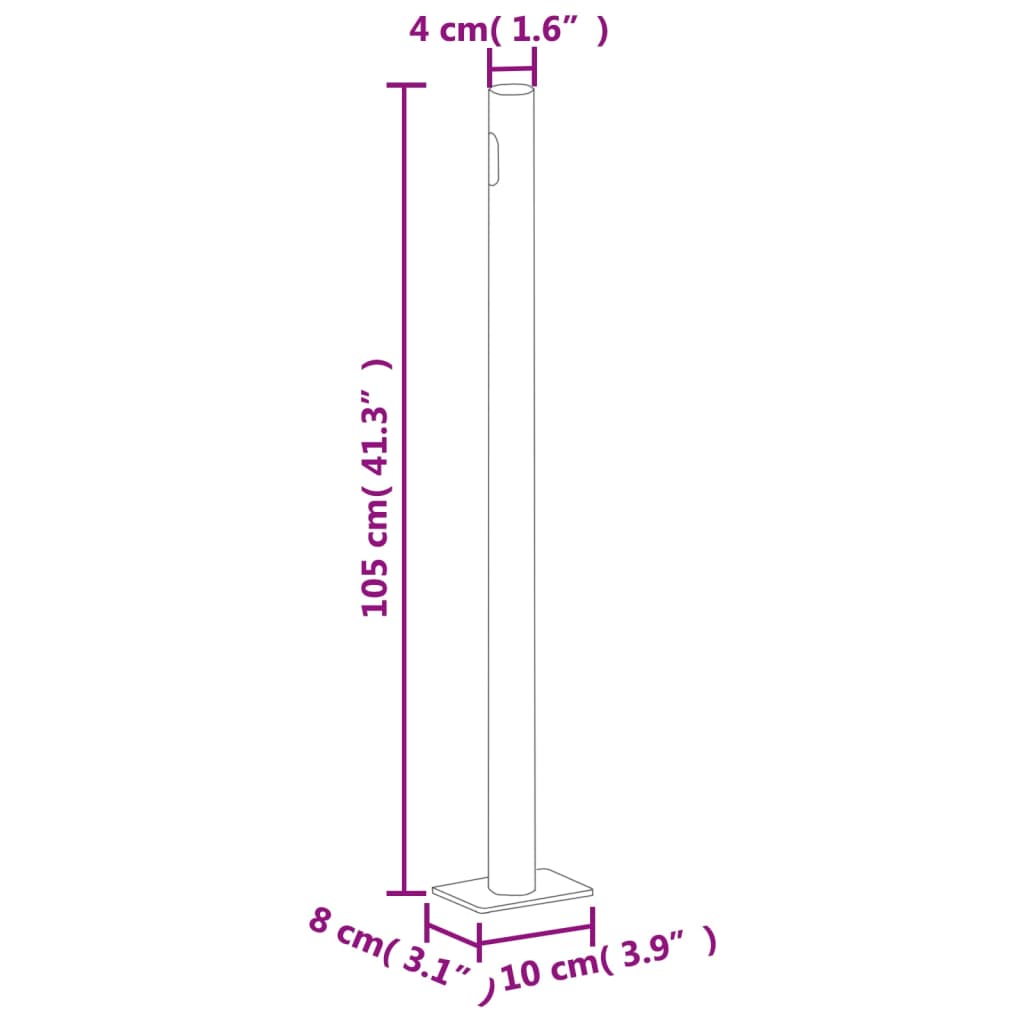 Uttrekkbar sidemarkise 170x1200 cm rød