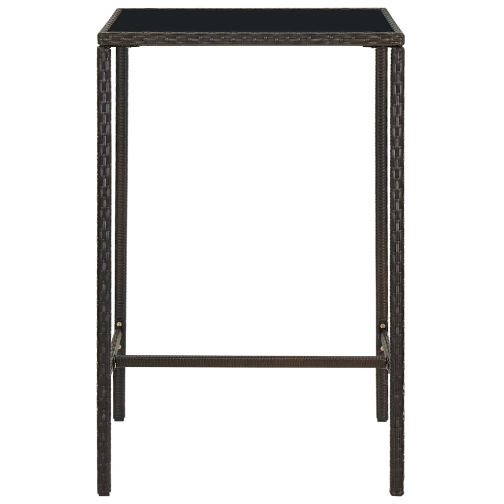Hagebarbord brun 70x70x110 cm polyrotting og glass