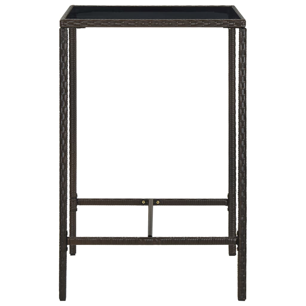 Hagebarbord brun 70x70x110 cm polyrotting og glass