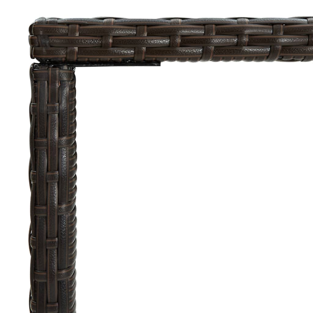 Hagebarbord brun 70x70x110 cm polyrotting og glass