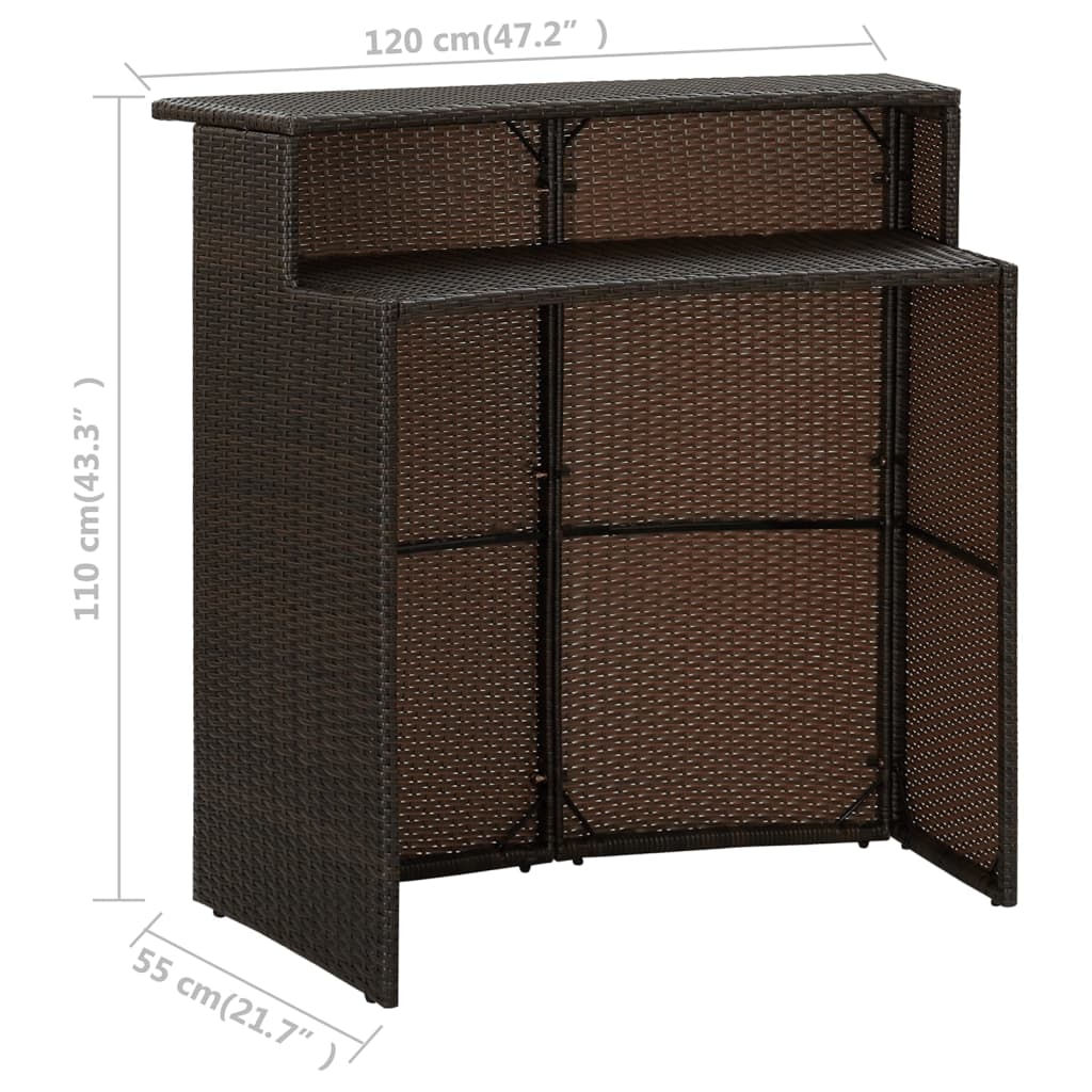 Hagebord brun 120x55x110 cm polyrotting