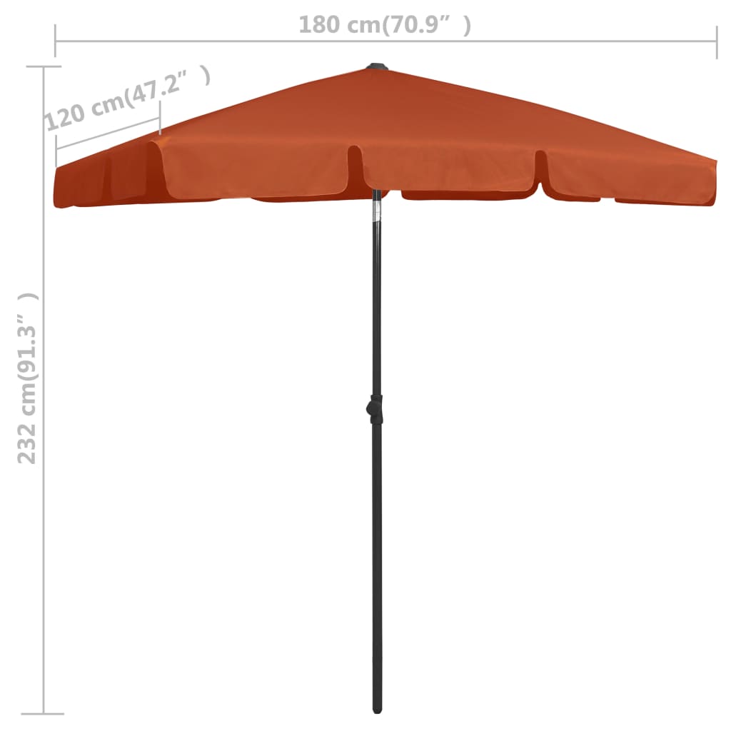 Strandparasoll terrakotta 180x120 cm