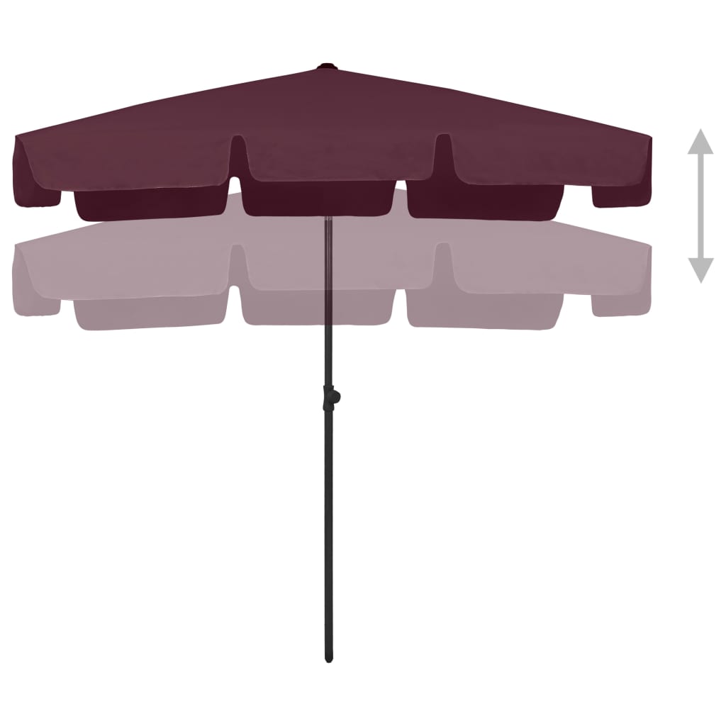 Strandparasoll vinrød 200x125 cm