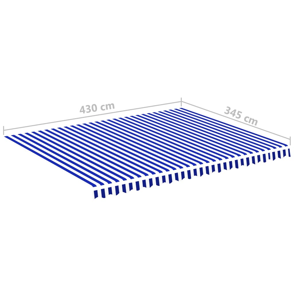 Erstatningsduk for markise blå og hvit 4,5x3,5 m