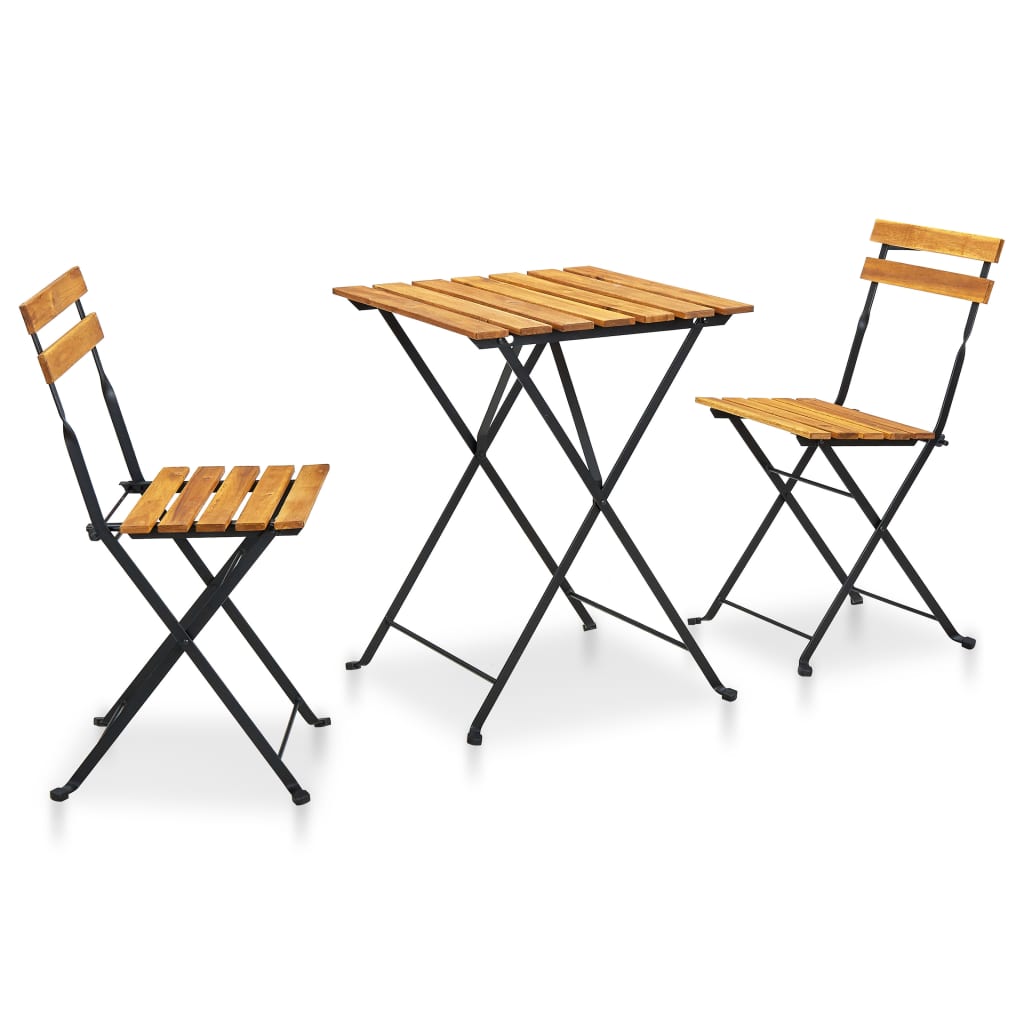 Sammenleggbart bistrosett 3 deler heltre akasie