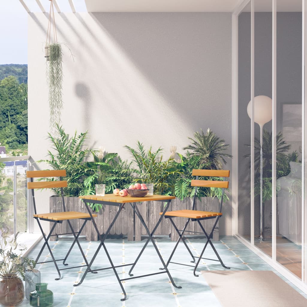 Sammenleggbart bistrosett 3 deler heltre akasie
