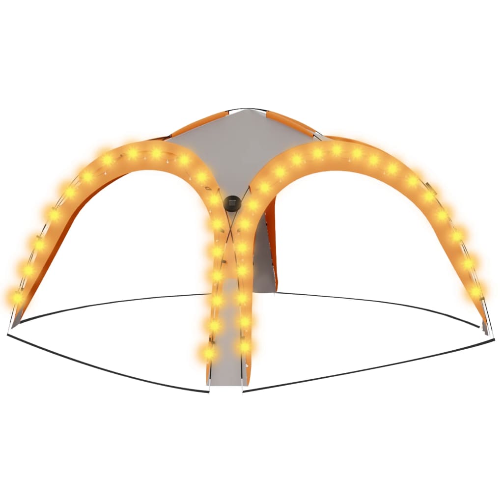 Partytelt med LED og 4 sidevegger 3,6x3,6x2,3 m grå og oransje