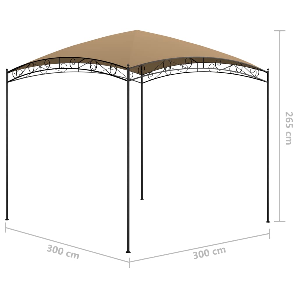 Paviljong 3x3x2,65 m gråbrun 180 g/m²