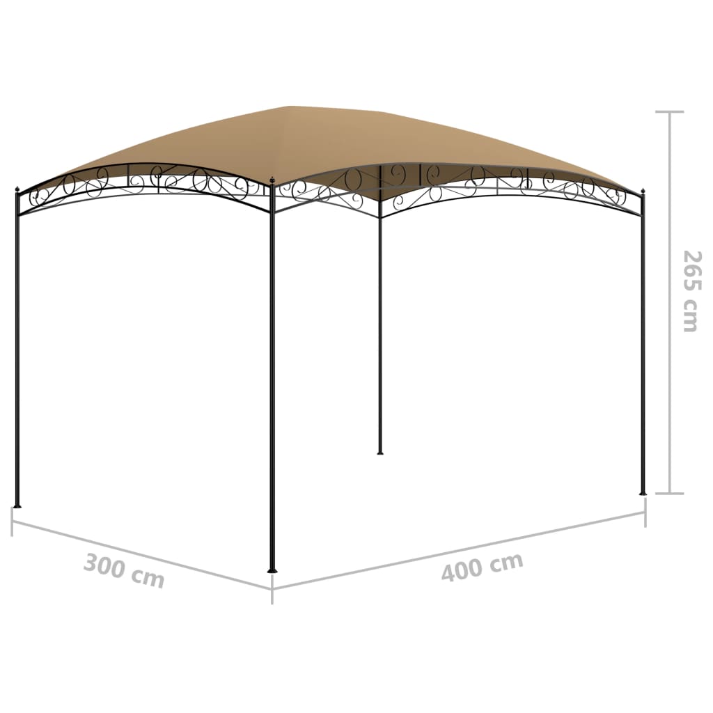 Paviljong 3x4x2,65 m gråbrun 180 g/m²