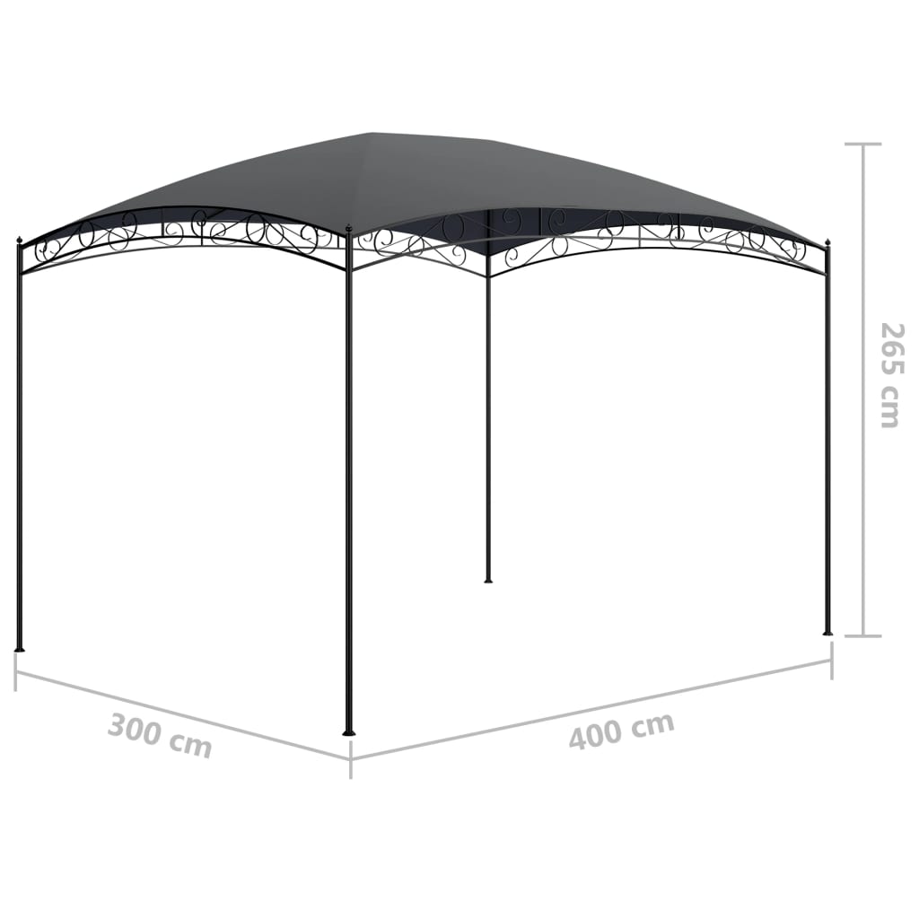 Paviljong 3x4x2,65 m antrasitt 180 g/m²