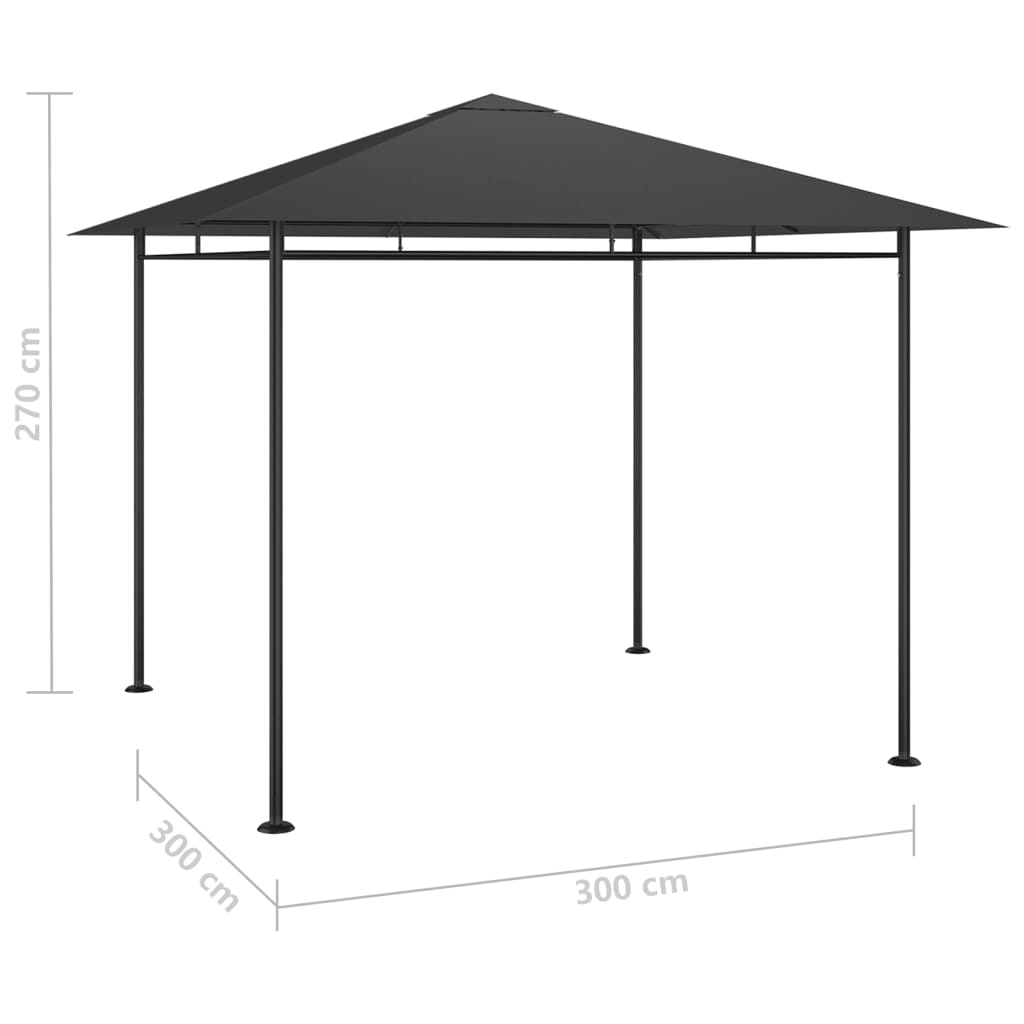 Paviljong 3x3x2,7 m antrasitt 180 g/m²