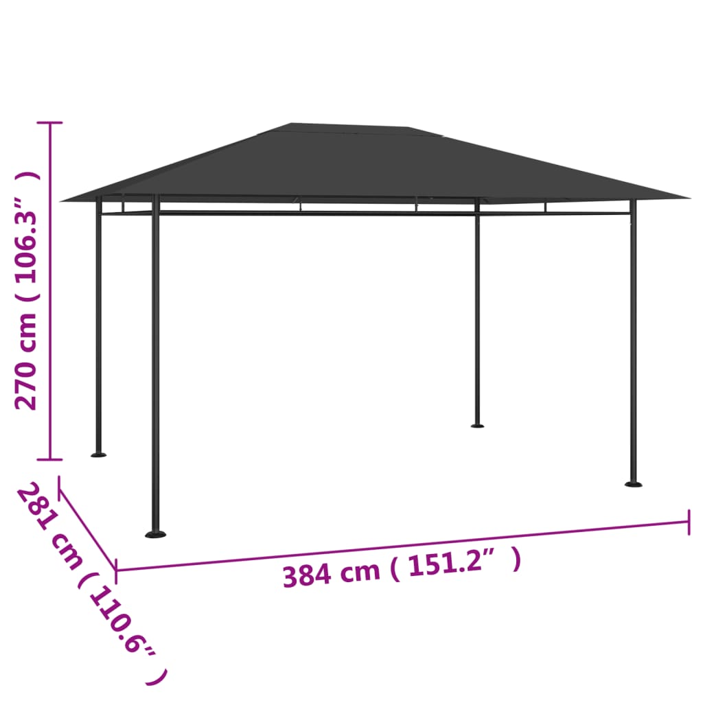 Paviljong 384x281x270 cm antrasitt 180 g/m²